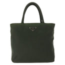 PRADA Handtas Nylon Kaki Zilver Auth bs29885-13