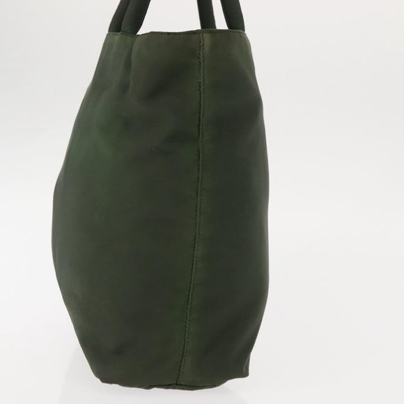 PRADA Hand Bag Nylon Khaki Silver Auth bs29885