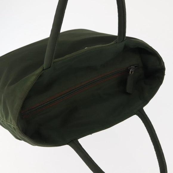 PRADA Hand Bag Nylon Khaki Silver Auth bs29885