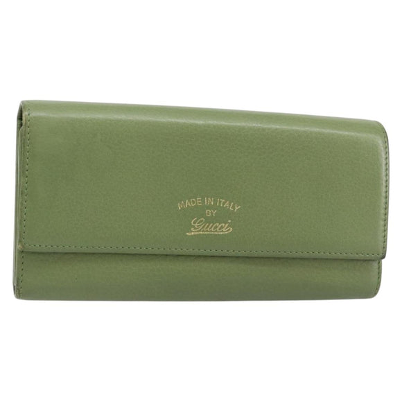 GUCCI Flora Continental Wallet Leather Green 376186 0959 Auth bs29886