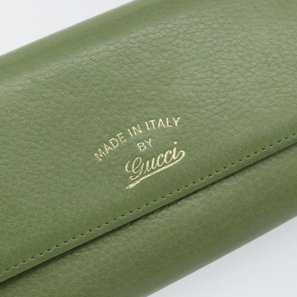 GUCCI Flora Continental Wallet Leather Green 376186 0959 Auth bs29886