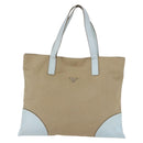 PRADA Tote Bag Canvas Beige Light Blue Auth bs29888-13