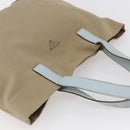 PRADA Tote Bag Canvas Beige Light Blue Auth bs29888-6