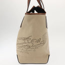 Berluti Calligraphy Tote Bag Canvas Leather Beige Silver Auth bs29891-4