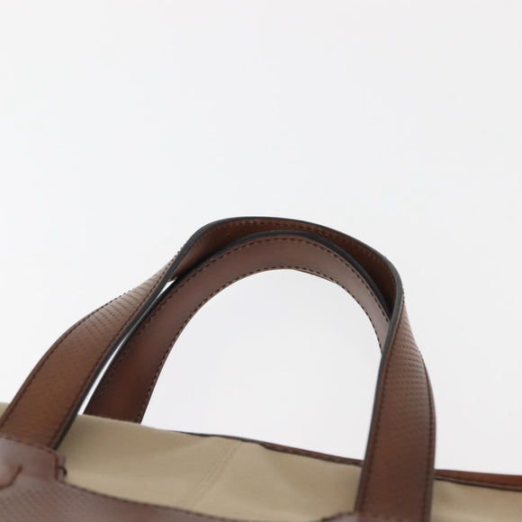 Berluti Calligraphy Tote Bag Canvas Leather Beige Silver Auth bs29891