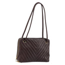 CHANEL V stitch Shoulder Bag Lamb Skin Brown Gold CC Auth bs29893-1