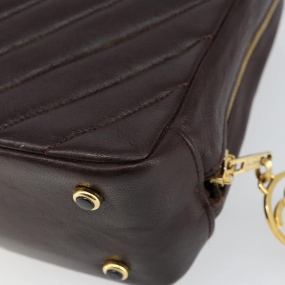 CHANEL V stitch Shoulder Bag Lamb Skin Brown Gold CC Auth bs29893