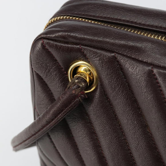 CHANEL V stitch Shoulder Bag Lamb Skin Brown Gold CC Auth bs29893
