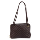CHANEL V stitch Shoulder Bag Lamb Skin Brown Gold CC Auth bs29893-13