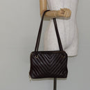 CHANEL V stitch Shoulder Bag Lamb Skin Brown Gold CC Auth bs29893-24