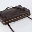 CHANEL V stitch Shoulder Bag Lamb Skin Brown Gold CC Auth bs29893-6