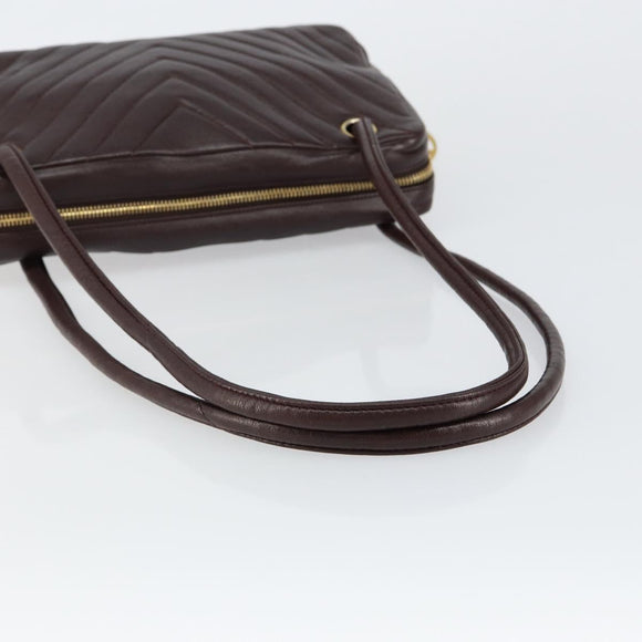 CHANEL V stitch Shoulder Bag Lamb Skin Brown Gold CC Auth bs29893