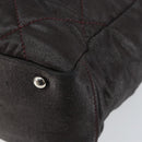 CHANEL Paris Biarritz Tote Bag Coated Canvas Dark Brown Silver CC Auth bs29897-14