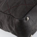 CHANEL Paris Biarritz Tote Bag Coated Canvas Dark Brown Silver CC Auth bs29897-15