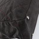 CHANEL Paris Biarritz Tote Bag Coated Canvas Dark Brown Silver CC Auth bs29897-17