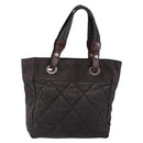 CHANEL Paris Biarritz Tote Bag Coated Canvas Dark Brown Silver CC Auth bs29897-13
