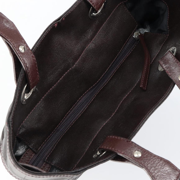 CHANEL Paris Biarritz Tote Bag Coated Canvas Dark Brown Silver CC Auth bs29897