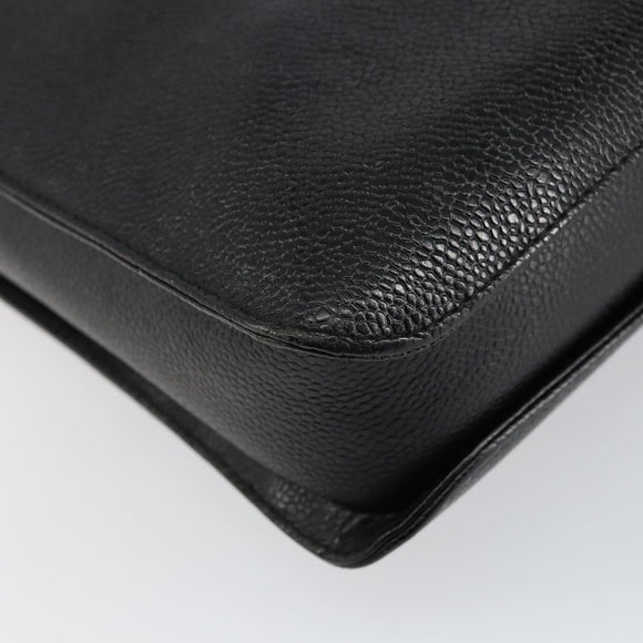 CHANEL Briefcase Caviar Skin Black Gold CC Auth bs29898
