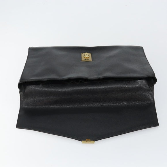CHANEL Briefcase Caviar Skin Black Gold CC Auth bs29898