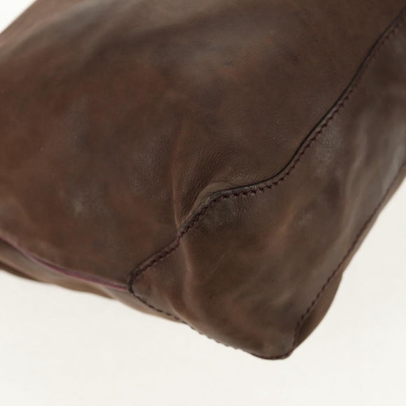 Berluti Shoulder Bag Leather Brown Silver Auth bs29899