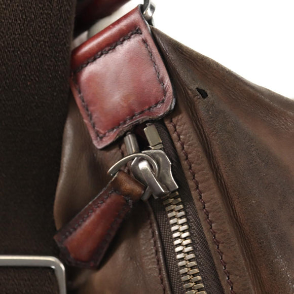 Berluti Shoulder Bag Leather Brown Silver Auth bs29899