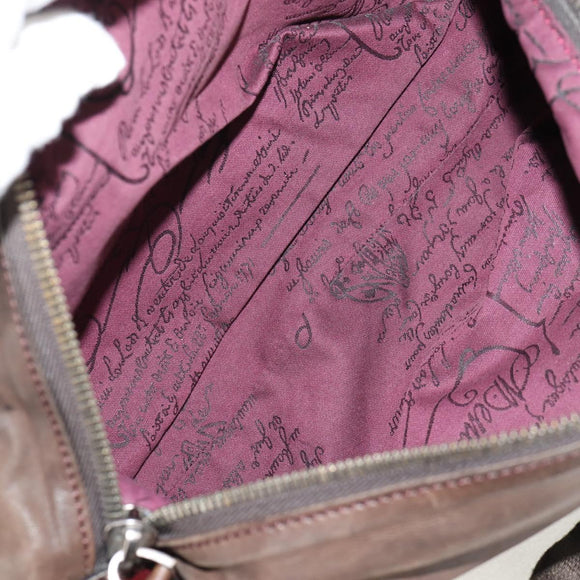 Berluti Shoulder Bag Leather Brown Silver Auth bs29899