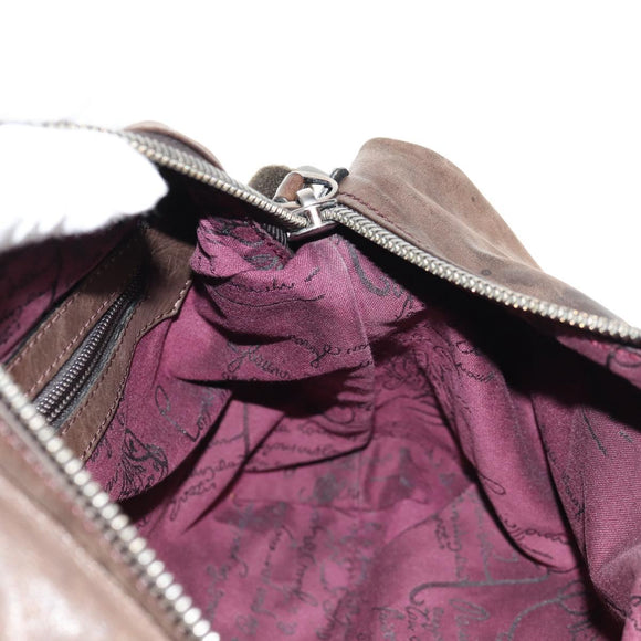 Berluti Shoulder Bag Leather Brown Silver Auth bs29899