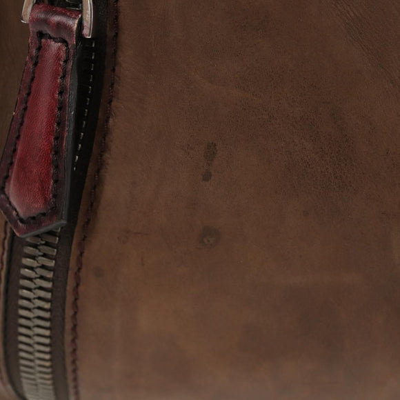 Berluti Shoulder Bag Leather Brown Silver Auth bs29899