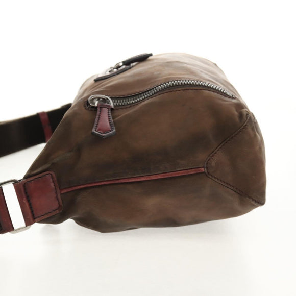 Berluti Shoulder Bag Leather Brown Silver Auth bs29899