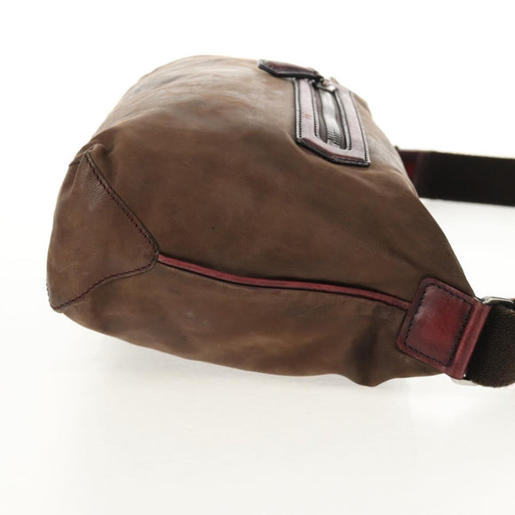 Berluti Shoulder Bag Leather Brown Silver Auth bs29899