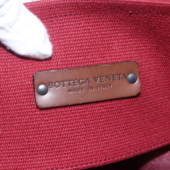BOTTEGA VENETA Chain Tote Bag Canvas Outlet Red Auth bs29902