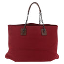 BOTTEGA VENETA Chain Tote Bag Canvas Outlet Rood Origineel bs29902-2