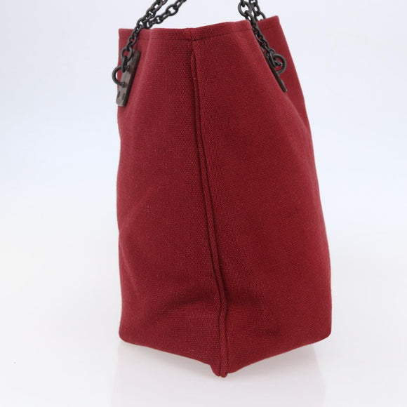 BOTTEGA VENETA Chain Tote Bag Canvas Outlet Rood Origineel bs29902