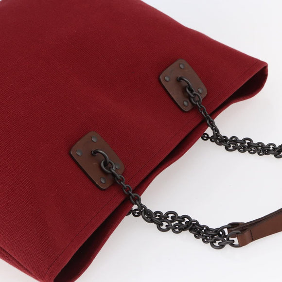 BOTTEGA VENETA Chain Tote Bag Canvas Outlet Rood Origineel bs29902