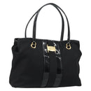 Salvatore Ferragamo Tote Bag Nylon Black Gold Auth bs29903-1