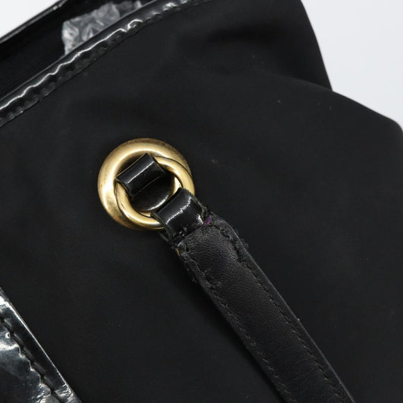 Salvatore Ferragamo Tote Bag Nylon Black Gold Auth bs29903