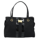 Salvatore Ferragamo Tote Bag Nylon Black Gold Auth bs29903-13