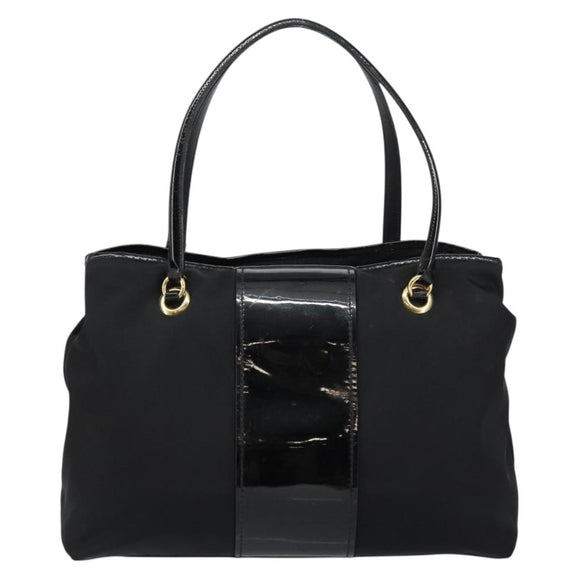 Salvatore Ferragamo Tote Bag Nylon Black Gold Auth bs29903