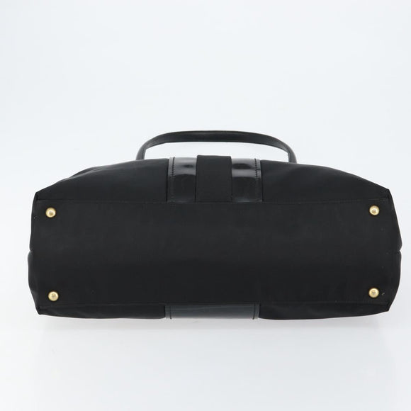 Salvatore Ferragamo Tote Bag Nylon Black Gold Auth bs29903