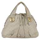 GUCCI GG Canvas Guccissima Historia Bag Leather White Gold 197019 Auth bs29904-1