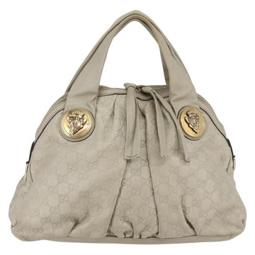 GUCCI GG Canvas Guccissima Historia Bag Leather White Gold 197019 Auth bs29904