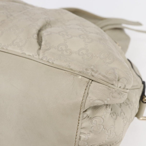 GUCCI GG Canvas Guccissima Historia Bag Leather White Gold 197019 Auth bs29904