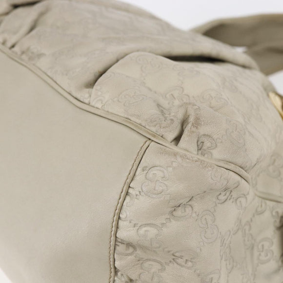 GUCCI GG Canvas Guccissima Historia Bag Leather White Gold 197019 Auth bs29904