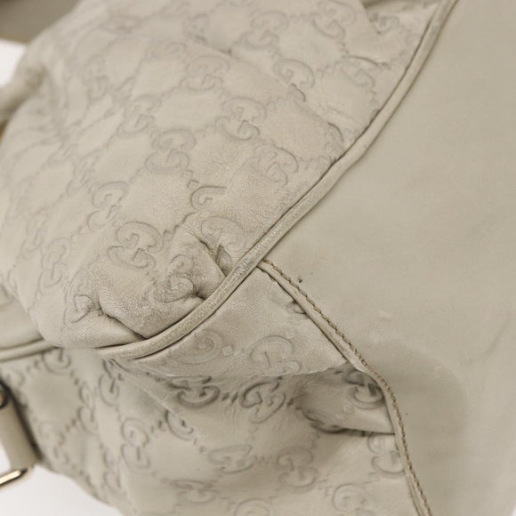 GUCCI GG Canvas Guccissima Historia Bag Leather White Gold 197019 Auth bs29904