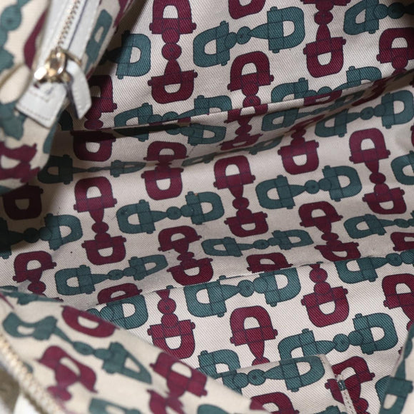 GUCCI GG Canvas Guccissima Historia Bag Leather White Gold 197019 Auth bs29904