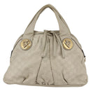 GUCCI GG Canvas Guccissima Historia Bag Leather White Gold 197019 Auth bs29904-13