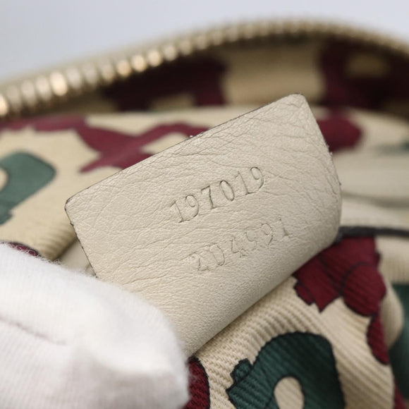 GUCCI GG Canvas Guccissima Historia Bag Leather White Gold 197019 Auth bs29904