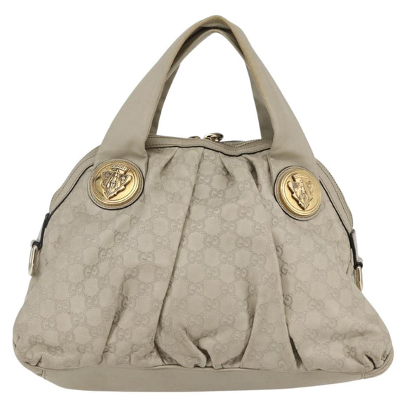 GUCCI GG Canvas Guccissima Historia Bag Leather White Gold 197019 Auth bs29904