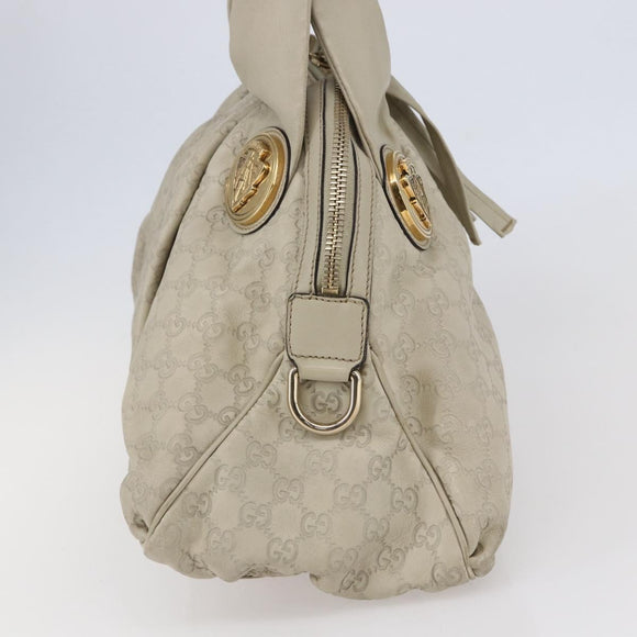 GUCCI GG Canvas Guccissima Historia Bag Leather White Gold 197019 Auth bs29904