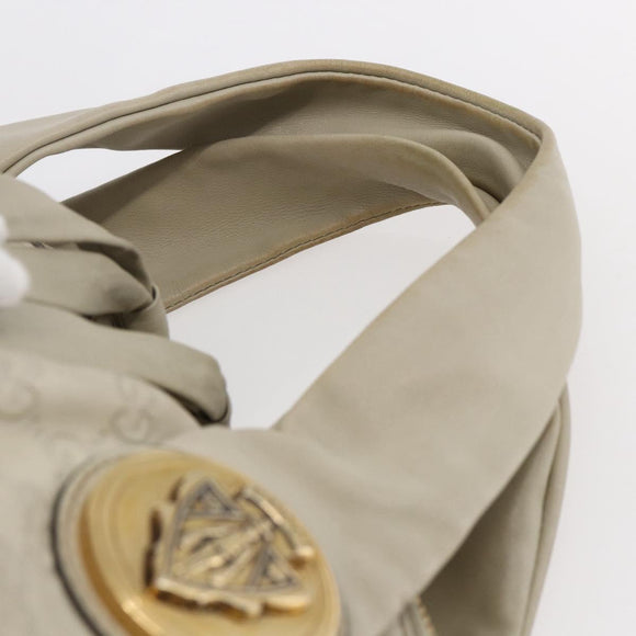 GUCCI GG Canvas Guccissima Historia Bag Leather White Gold 197019 Auth bs29904